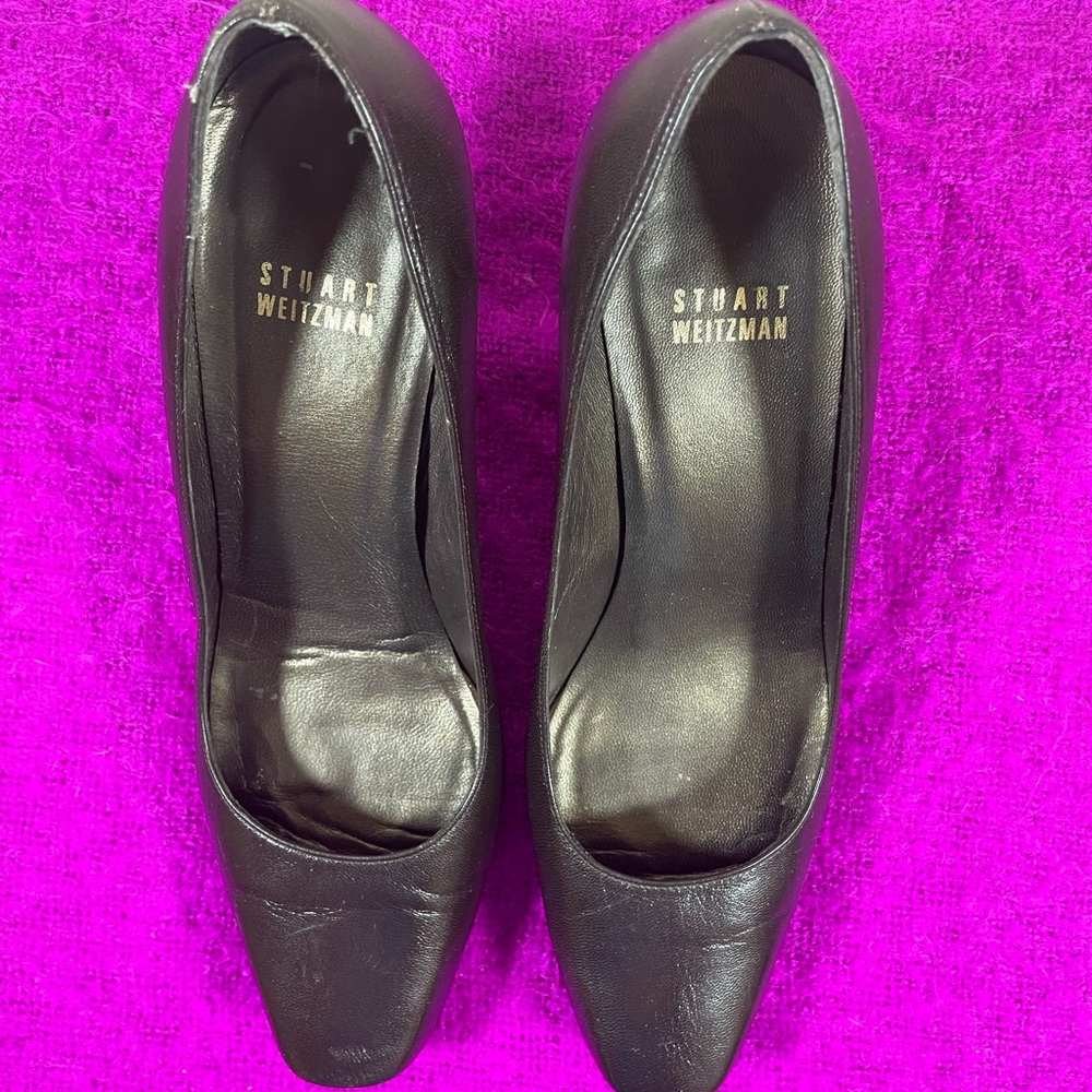 Stuart Weitzman Solid Brown Square Toe Heels 8.5m - image 3